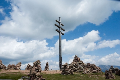Am Gipfelkreuz bei den Stoanernen Mandln