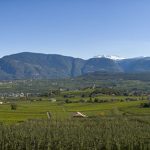 Ausblick über Bozen mit dem Schlern und dem Ritten im Hintergrund