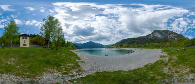 360° Foto vom Ledrosee mit öffentlichem Strand