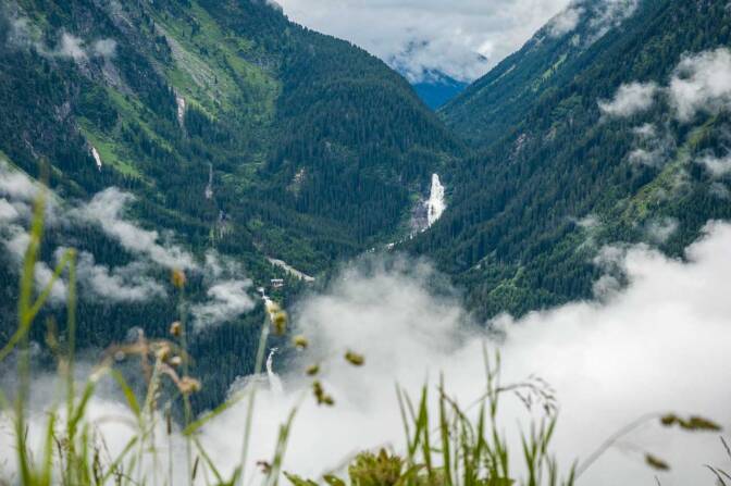 Krimmler Wasserfälle auf dem Weg vom Pinzgau über den Gerlospass ins Zillertal