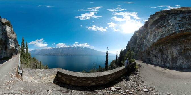 360° über dem Gardasee auf der nicht mehr befahrbaren alten Straße Campione - Pieve