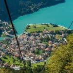 Aufstiegsanlage, Gewässer, Hauptstadt des Trentino, Korblift, Lift, Molveno, Molveno See, See, TN, Trentino, Trento, Trient, Vogelperspektive, lago, lake