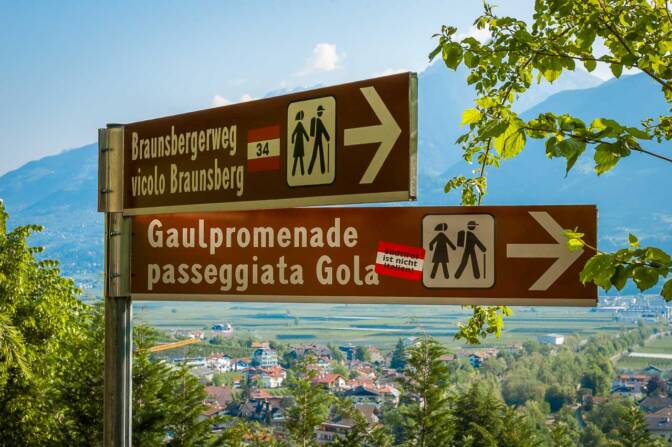 Wanderwegweiser Gaulpromenade und Braunsberg Promenade