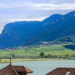 Über den Kalterer See nach tramin, Berg, Berge, Gewässer, Kalterer See, Kalterersee, Mendelgebirge, Mendelkamm, See, Termeno, Tramin, catena della Mendola, lago, lake