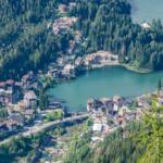 Alleghe mit Lago di Alleghe, Alleghe, Alleghe See, Gewässer, Lago di Alleghe, See, Vogelperspektive, lago, lake