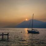 Abend, Abendstimmung, Binnensee, Gardameer, Gardasee, See, Sonnenuntergang, Tagesausklang, Tagesende, evening, lago, lake, sera