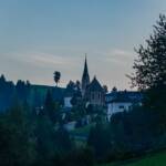 Kirche Proveis, Abend, Abendstimmung, Dämmerung, Gotteshaus, Kirche, Mazlaun, Proveis, Tagesausklang, Tagesende, chiesa, church, evening, sera