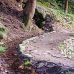 Wanderweg, Eingrenzung, Mauer, Steinmauer, Umfassung, Waal, Waalweg, Wand, Wanderweg, Weg, buntes Laub, cammino, muraglia, muro, sentiero, wall, way