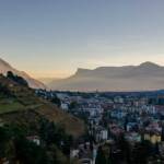 Blick zum Gantkofel, Abend, Abendstimmung, Berg, Berge, Dämmerung, Gantkofel, Macaion, Meran, Tagesausklang, Tagesende, evening, sera