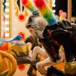 Kinderkarussell, Beleuchtung, Karussell, Karussell fahren, Karussellpferde, Kinderkarussell, Meran, Nacht