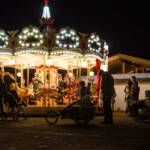 Kinderkarussell, Beleuchtung, Karussell, Karussell fahren, Kinderkarussell, Meran, Nacht