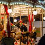 Kinderkarussell, Beleuchtung, Karussell, Karussell fahren, Kinderkarussell, Meran, Nacht