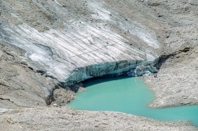 Gletschersee unter dem Gletscher der Fradusta in der Palagruppe