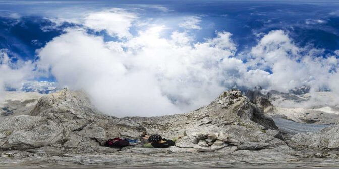 Auf dem Gletscher Fradusta in der Pala-Gruppe
