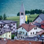 Brenta, Brenta Dolomiten, Dolomiten, Dolomiti di Brenta, Dorf, Gotteshaus, Kirche, Lago di Molveno, Molveno, See, Wasser, chiesa, church, lago, lake