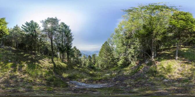 Blick auf Faver und Cembra im Cembratal. Im Hintergrund die Brentagruppe.