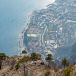Blick auf Limone am Gardasee von der cima Mughera, Gardameer, Gardasee, Limone, Limone al Garda, Limone sul Garda, Stadt, Vogelperspektive