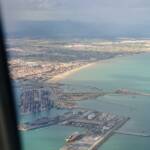 Valencia in Spanien, Hafen, Mittelmeer, Spanien, Strand, Valencia, Vogelperspektive