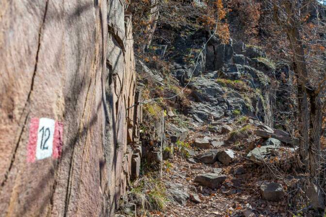 Etwas schwieriger, als hier auf dem Fotos abgebildet, sind die gesicherten Passagen auf dem Leiferer Höhenweg schon
