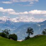 Blick von Perdonig zum Rosengarten, Catinaccio, Dolomitenblick, Rosengarten, Rosengartengruppe
