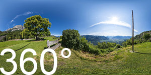 Blick nach Bozen mit Schlern und Rosengarten vom Aussichtpunkt Lipp in Perdonig