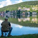 Fischer am Lago di Serraia, Altopiano di Pinè, Fischer, Lago di Serraia, Pine, Pinè, Val di Pinè, Valle di Pinè, angeln, warten