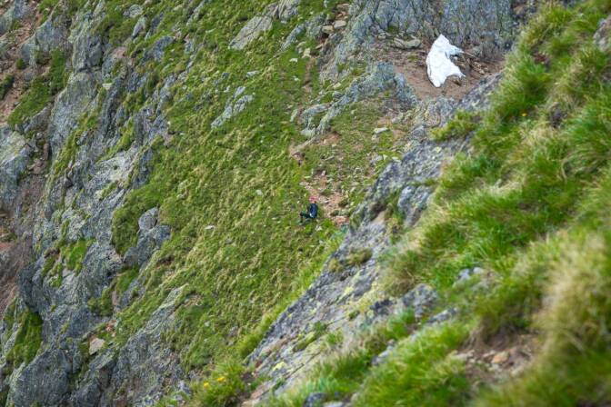 Extrem steiles Stück und auch ausgesetztes Stück hinauf zum Alplerspitz