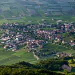 Blick auf Tramin von der Lungenfrisch, Termeno, Tramin, Vogelperspektive