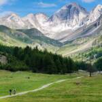 Almerlebnisweg im Pfossental mit Hohe Weiße, Bike, Biker, Cima Bianca Grande, Hochweisse, Hochweiße, Hohe Weiße, Mountainbiker, Naturpark Texelgruppe, Pfossental, Rad fahren