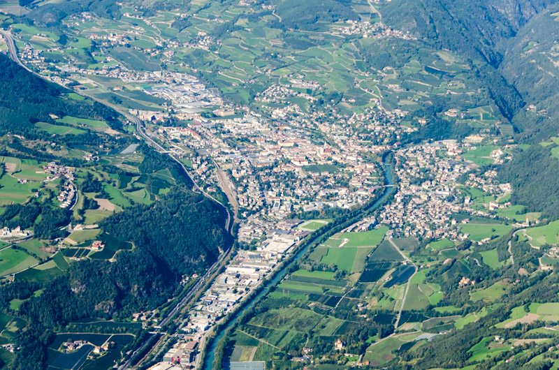 Die Bischofsstadt Brixen aus der Vogelperspektive