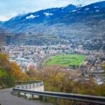 Blick auf den Meraner Pferderennplatz, Meran, Pferderennplatz