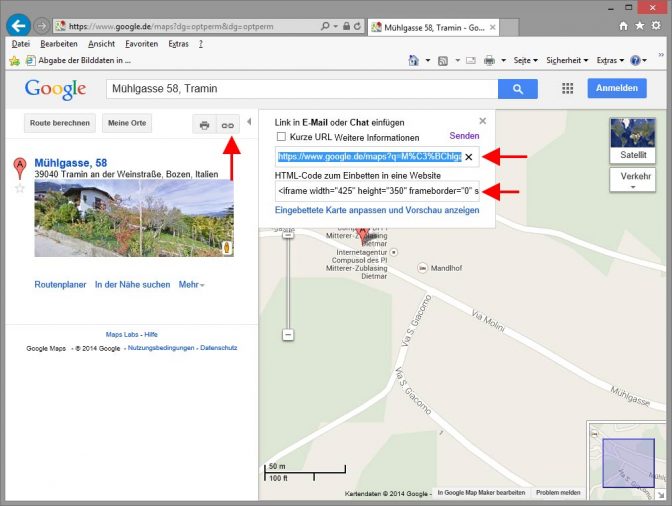 Google Maps in eigener Website verlinken oder einbetten