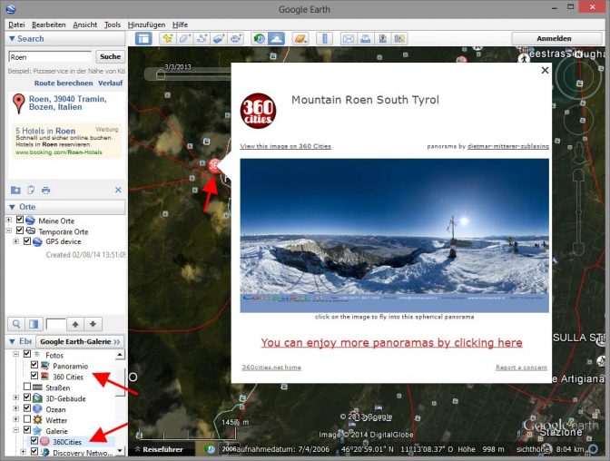 Ebenen in Google Earth