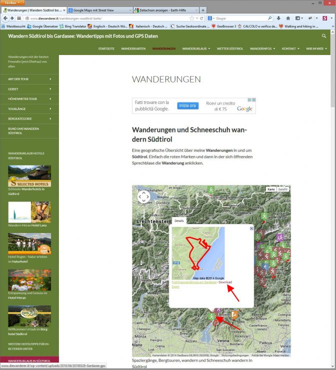 Wandertipps mit GPS Daten auf diewanderer.it