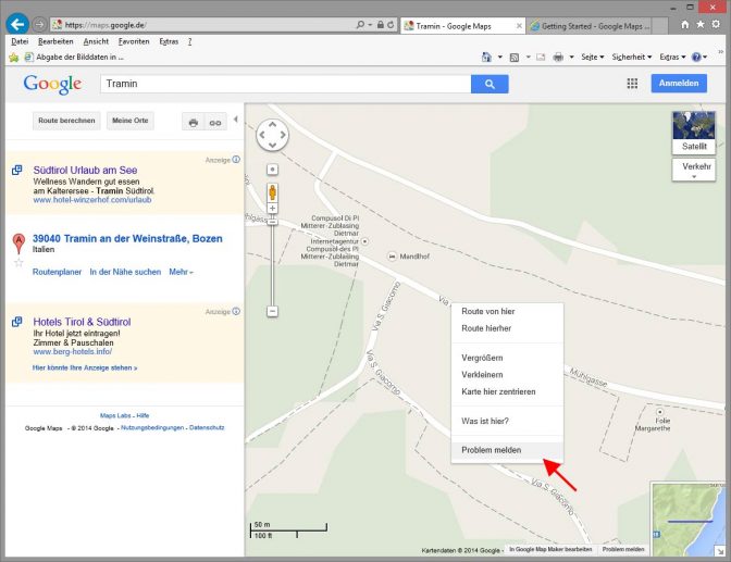 Problem mit Google Maps Karte melden