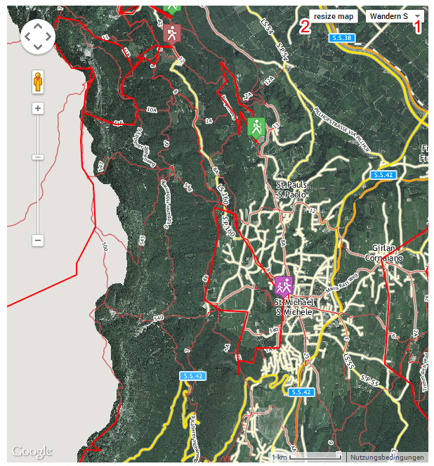 Übersichtskarte meiner Wanderungen