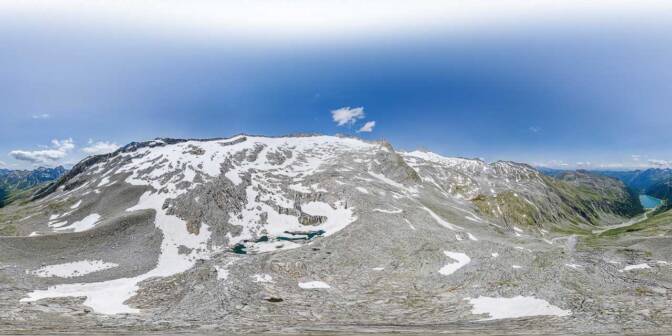 360° über dem Gletschersee und dem Stausee