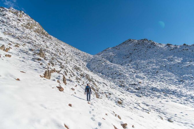 Aufstieg zur Karlscharte zwischen Schneeberger Weißen udn Gürtelwand