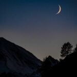 Abend, Mond, Mondsichel, Nacht, Silhouette, Tagesausklang, Tagesende, evening, sera