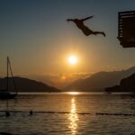 Millstätter See, Sonnenuntergang, Turmspringen
