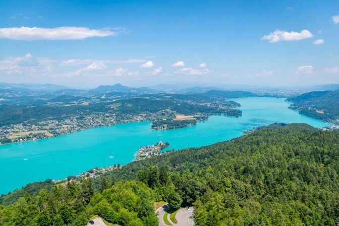 Ausblick Aussichtsturm Pyramindenkogel, Wörthersee