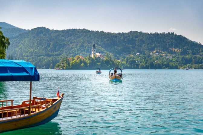 Bled, Pletna-Boot, Slowenien