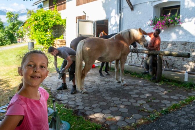 Auch Pferde benötigen Fußpflege. In diesem Fall übernimmt das der Hufschmied.