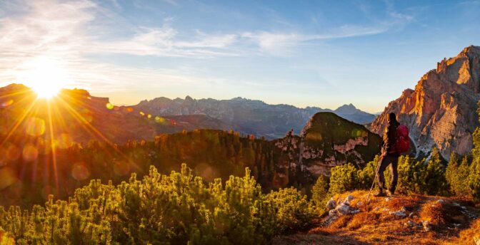 Sonnenuntergang über dem Sella und den Conturines (Enrosadira)