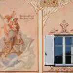 Castelrotto, Fassade, Fassadenmalerei, Freske, Fresken, Fresko, Front, Hauptansicht, Kastelruth, Lüftlmalerei, Schauseite, Stirnseite, Straßenseite, Vorderansicht, Wandmalerei, cladding, faccia, facciata, face of a building