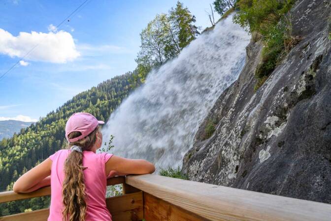 Blick auf die Oberkante des Partschinser Wasserfalls